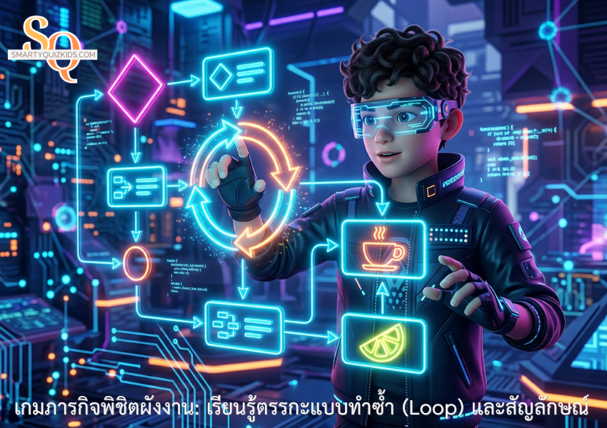 เกมภารกิจพิชิตผังงาน: เรียนรู้ตรรกะแบบทำซ้ำ (Loop)